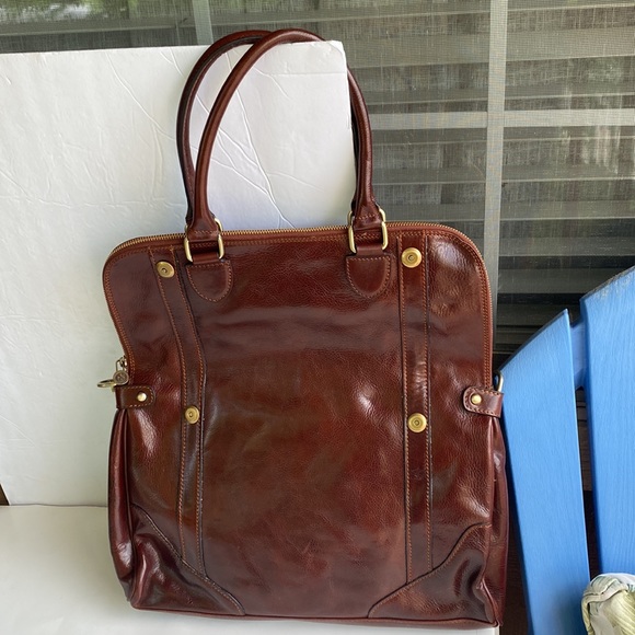 NWOT ALMA MINALO LEATHER HANDBAG/BACKPACK/BRIEFCASE- DARK BROWN - Picture 6 of 16